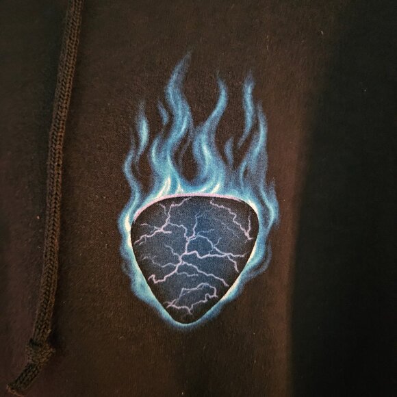 GUITAR BLUE LOGO LIGHTNING FLAMES SWEAT SHIRT PULLOVER HOODIE XL - Picture 4 of 8